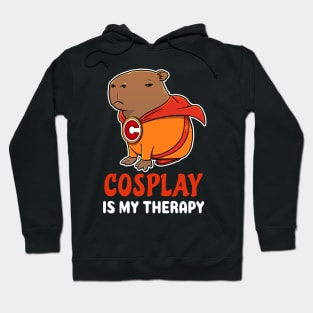 Cosplay is my therapy cartoon Capybara Superhero Hoodie